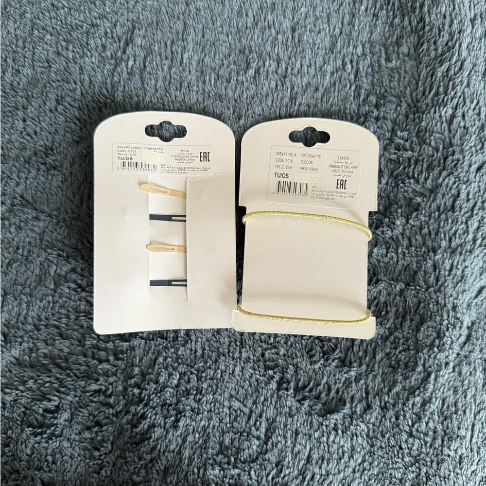 NWT Bundle of two sets of hair bands and hair clips navy and gold kids